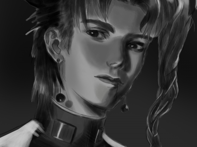 2.5D BNW portrait anime fanart