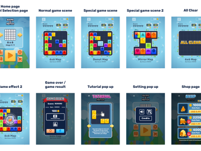 Swipe and Match game art design