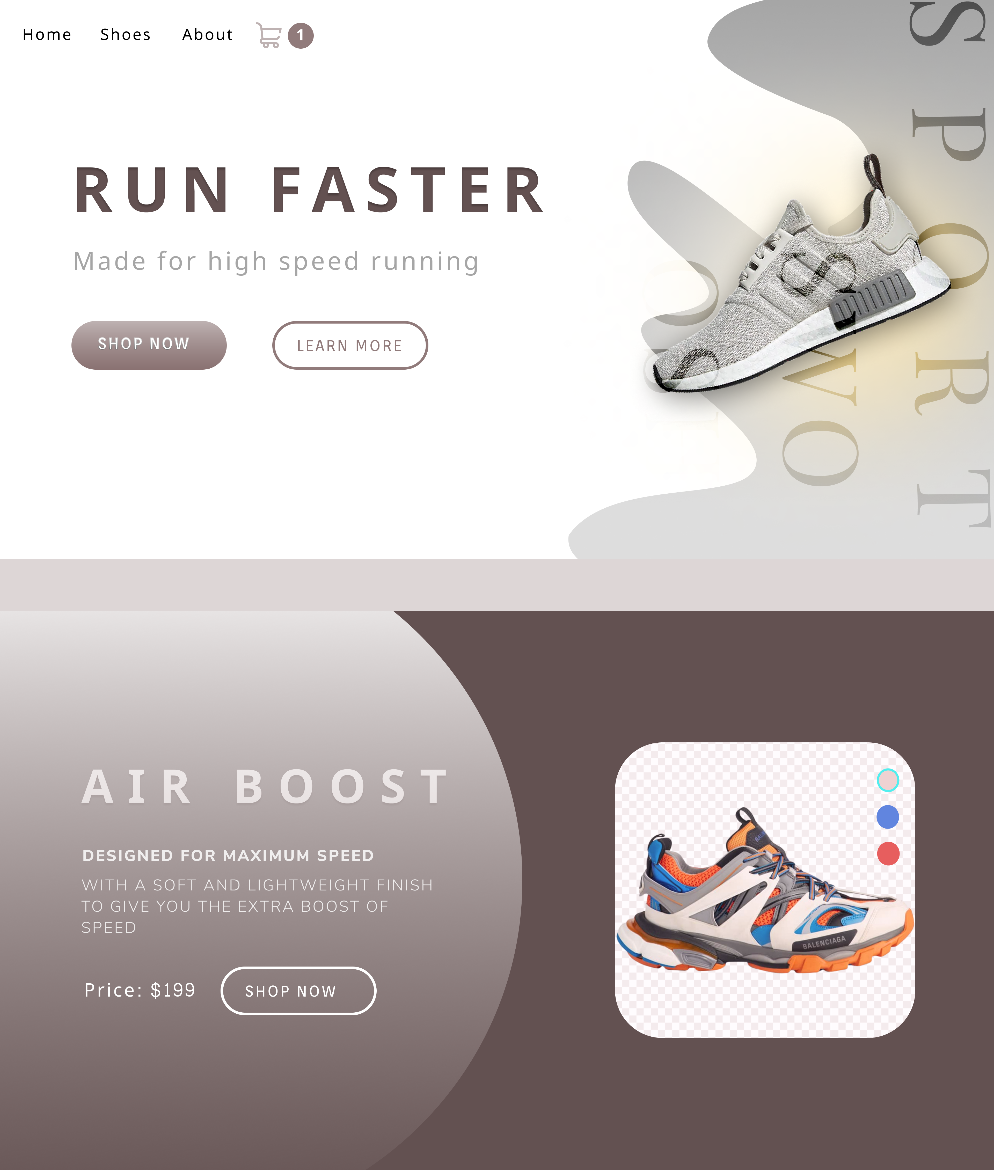 High Fid - Shoe Website using Figma