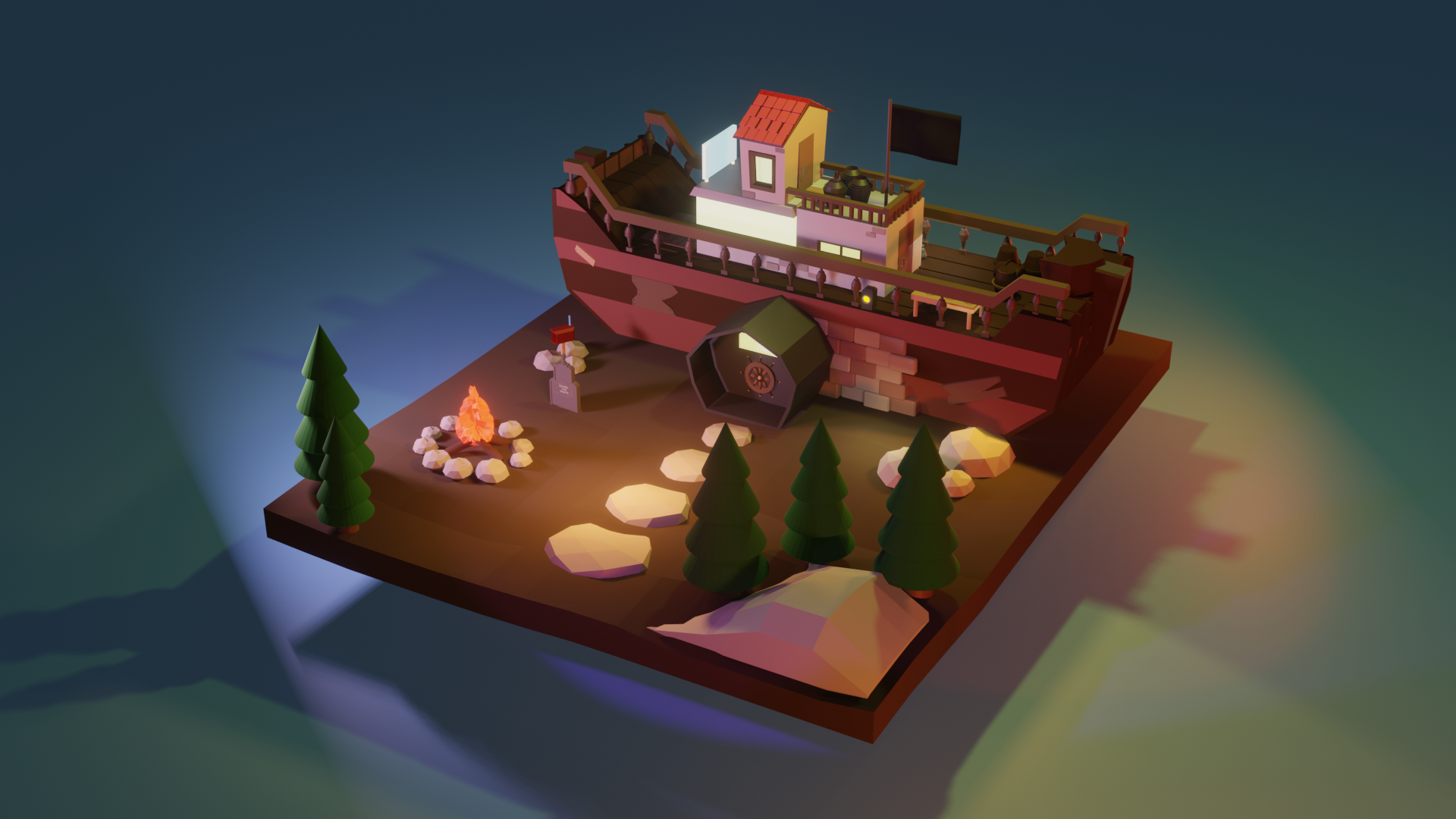 Pirate Ship House 3D Modelling _ Blender